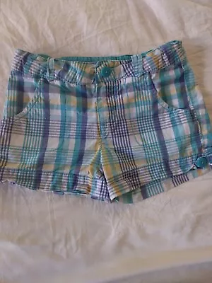 Mossimo Size Xs 4/5 Turquoise White & Violet Plaid Girl Shorts • $6