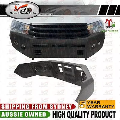Heavy Duty For Toyota Hilux 2015-2020 WITH LED LIGHT 3MM Black Steel Bull Bar • $898.99
