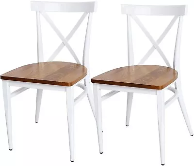 VILOBOS 2PC Armless Metal Dining Chairs Set Kitchen Breakfast Bistro Cafe Seat • $214.99