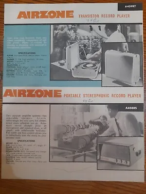 $19.99 • Buy 1960s Airzone  Australian Transistor Mantel Radio Record Player Sales  Brochure