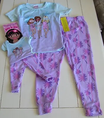 Girls BFF & Me Matching Girl And 18 Inch Doll Shirt Pants Pajamas Set 4-5 • $17.43