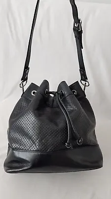 £40 • Buy Zara Black Leather Bucket Drawstring Bag