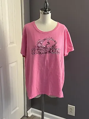 Mossy Oak Women’s 2XL Pink Camo T-Shirt 100% Cotton • $8
