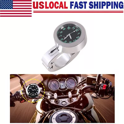 1pc Silver Motorcycle Waterproof Handlebar Glow Mount Clock Watch Universal DEK • $12.34