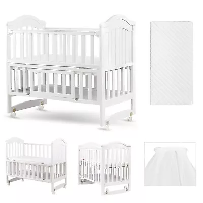 6-in-1 Convertible Mini Crib (Mattress + Mosquito Net Included) White • $95.99