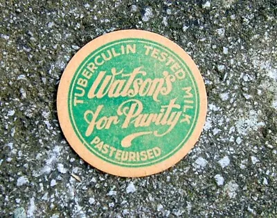 Milk Bottle Lovely Old Cardboard Cap   Watsons For Purity   London Dairy • £3.99