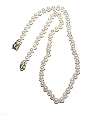Paperwork AAA Akoya Pearl Necklace Diamonds Clasp 14k Saltwater Pearl Necklace • $2700