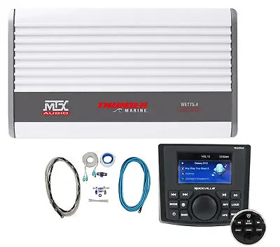 MTX WET75.4 Marine 4-Channel Amplifier+4-Zone Bluetooth Receiver+Wired Remote • $389.90