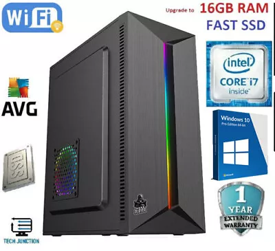$759 • Buy Intel I7 Quad-Core 3.8Ghz 16G RAM SSD HD RGB Gaming PC Office Desktop WIN 10 Pro