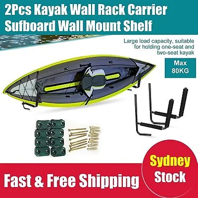 $40.99 • Buy 2Pcs Kayak Surfboard Canoe Wall Rack Carrier With Paddle Holder Wall Mount Shelf
