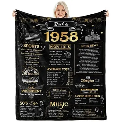 £71.23 • Buy Happy 65th Birthday Gifts For Men Women Blanket 1958 65th Birthday Anniversar...