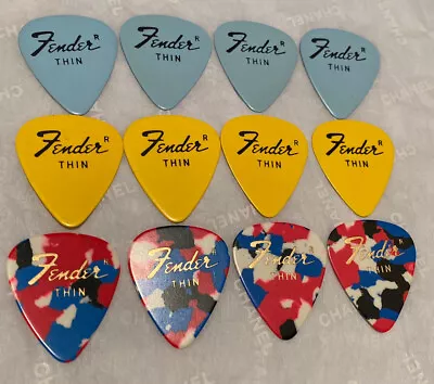 Vintage Fender 1970’s Guitar Picks Lot Of 12 Picks-NOS- Blue-Yellow-Confetti • $29.99