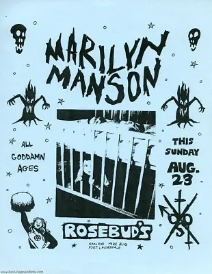 Marilyn Manson 1992 Concert Handbill Ft Lauderdale Concert Poster 11 X 17 Framed • $21.99