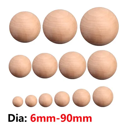 Dia 6mm-90mm Natural Wooden Craft Balls Wood Solid Ball Spheres DIY Supplies • £56.34