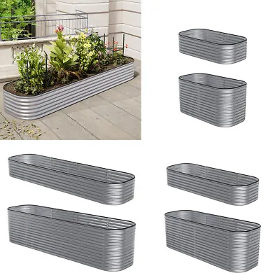 Garden Metal Raised Vegetable Planter Outdoor Flower Trough Herb Grow Bed Box UK • £10.94