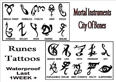 £4.99 • Buy RUNES MORTAL INSTRUMENTS Temporary TATTOOS  X 10 Waterproof Tribal LAST 1WEEK+