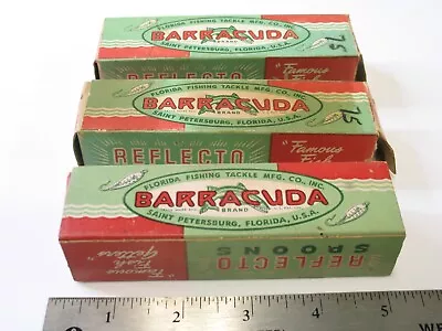 Lot Of 3 Vintage Barracuda Reflecto Spoon No. 3 Lure Boxes Empty Display Tackle • $12.99