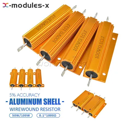50W 100W 0.1-1000Ω Ohm Watt Shell Power Aluminum Housed Case Wirewound Resistor • $6.43