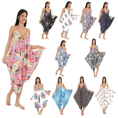 £12.99 • Buy Ladies Cami Lagenlook Romper Drape Baggy Harem Playsuit Jumpsuit Dress Plus Size