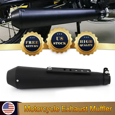 Universal Motorcycle Exhaust Pipe Muffler Silencer Fit For Harley Racer Cafe BK • $73.99