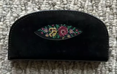  Vintage Embroidered Black Leather Travel Manicure Set Made In Austria  • $9.99