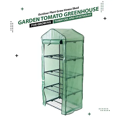 4 Tier Mini Greenhouse Outdoor Garden Plants Grow Green House PE Cover • £21.85