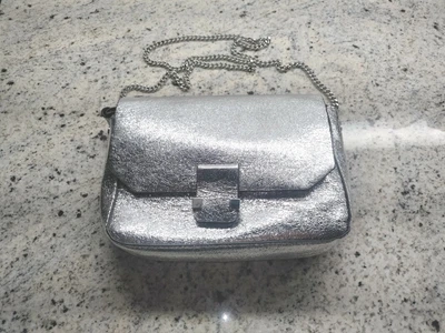 $7.99 • Buy Zara Womans Silver Metallic Crossbody Purse 