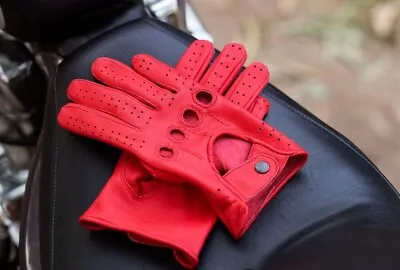 Men's Genuine Leather Driving Gloves Made With Original Sheep Skin Leather RED • $15