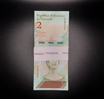 Venezuela 2 Bolivares Soberanos New UNC Bundle (100 PCS) • $8.99