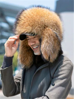 Men's Full Covered Real Fox Fur Russian Hat Ushanka Hat Trapper Warm Peaked Cap • $85