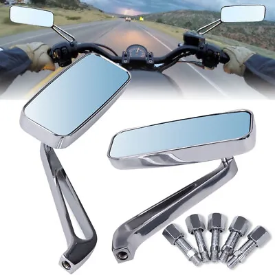 Chrome Motorcycle Rearview Side Mirrors For Harley Honda Kawasaki Suzuki Yamaha • $27.90