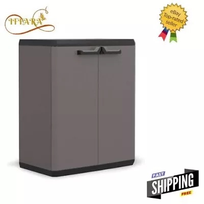 £67.30 • Buy EXTRA LARGE KETER Low Storage Cabinet Grey Black Cupboard Outdoor Garden Garage.