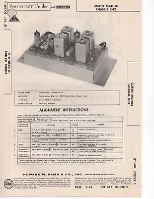 1964 Curtis Mathes K-12 Fm Stereo Mulitiplex Adapter Service Manual Schematic  • $10.99