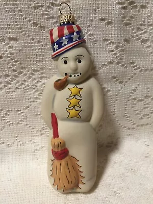 $65 • Buy Vaillancourt German Glass Ornament OR2003-48 Patriotic Snowman 2003