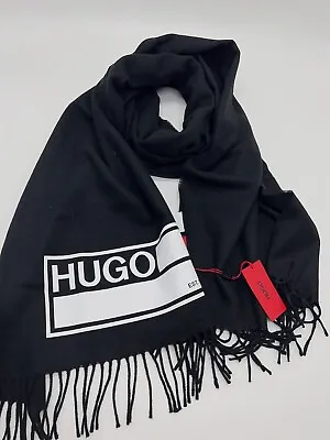Hugo Boss Scarf Men's NWT/Black With White Logo • $49