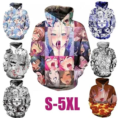 $24.95 • Buy Anime Pullover Jumper Emoji Face Ahegao Manga 3D Print Hoodie Sweatshirt Coat