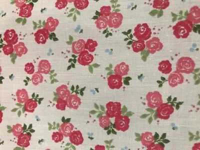 £2.99 • Buy ENGLISH ROSE Garden Flower  POLYCOTTON COTTON  FABRIC MATERIAL  Craft SALE 