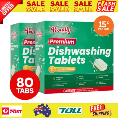 $12.78 • Buy New 2 X 40pk Proudly Premium Dishwashing Tablets Lemon Citrus
