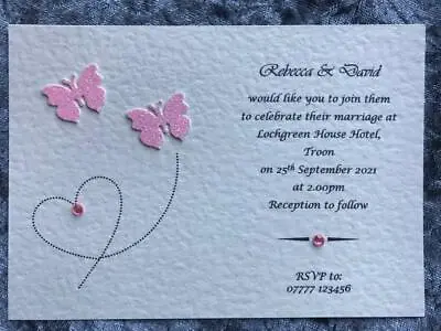 50 Personalised Wedding Invitations Or Evening Invites Plus Envelopes • £20