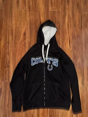 NFL ANTIGUA Indianapolis Colts Women L Black Full-Zip Hoodie Vintage Classic • $25