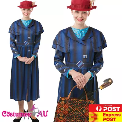 Laides Mary Poppins Returns Costume Deluxe English Nanny Book Week Fancy Dress • $46.44