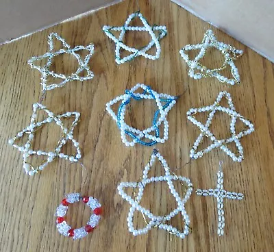 Vintage Handmade Beaded Christmas Ornaments Lot Of 9 • $12