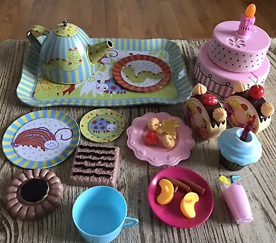 Play Food Lot Birthday Cake Desserts Tea Pot Tray Plates • $8.44