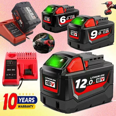 18V 12.0Ah 9.0Ah Battery For Milwaukee For M18 B 48-11-1828 48-11-1850 / Charger • $36.99