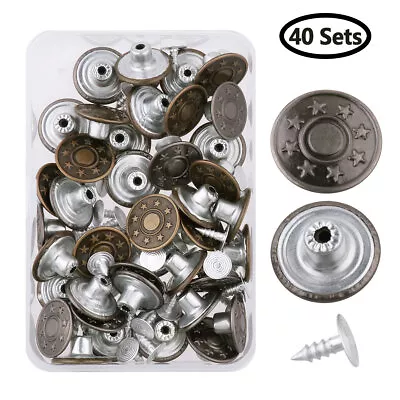 40Pcs Metal Jeans Button Tack Buttons Replacement Kit Repair For Sewing Pants US • $9.64
