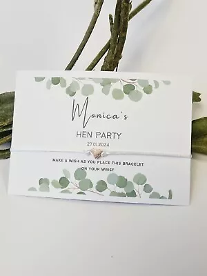 £1 • Buy Hen Party Favour Wish Bracelet Bride Tribe - Hen Do - Hen Weekend - Eucalyptus