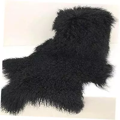 Genuine Tibetan/Mongolian Lambskin Sheepskin Hide Pelt Throw Area Rug Black • $98.37