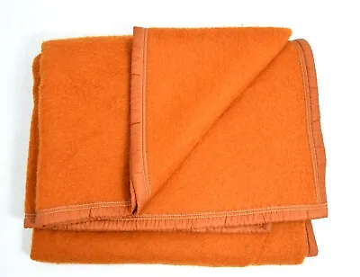 $24.41 • Buy French Army Surplus Wool Blanket Orange Used Military Bedding Outdoor Camping