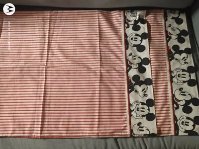 Vintage Disney Mickey Mouse Standard Pillowcase Red Ticking Stripes (2) • $7