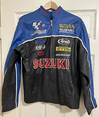 Vintage Suzuki GSV-R Leather Motorcycle Jacket L Rizla Moto GP GSXR • $120